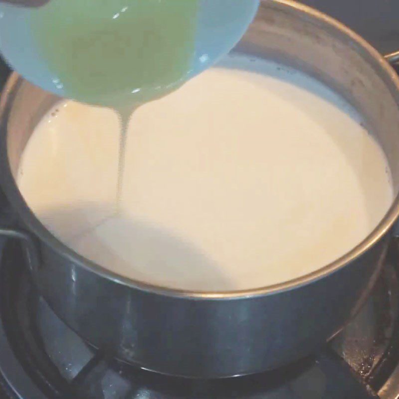 Step 1 Heat the milk Yogurt with condensed milk and powdered milk