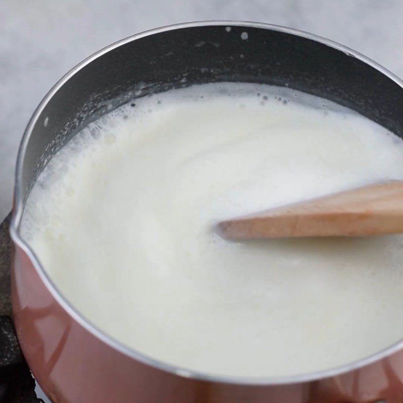 Step 1 Boil milk Yogurt with powdered milk
