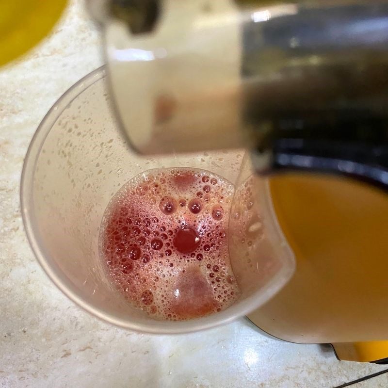 Step 2 Juicing the mango and watermelon for Mango Watermelon Juice