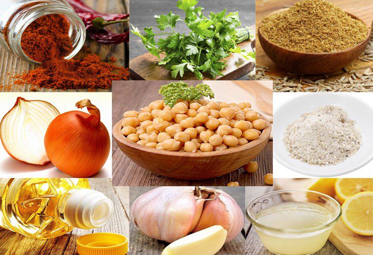 Ingredients for falafel dish - chickpea fritters