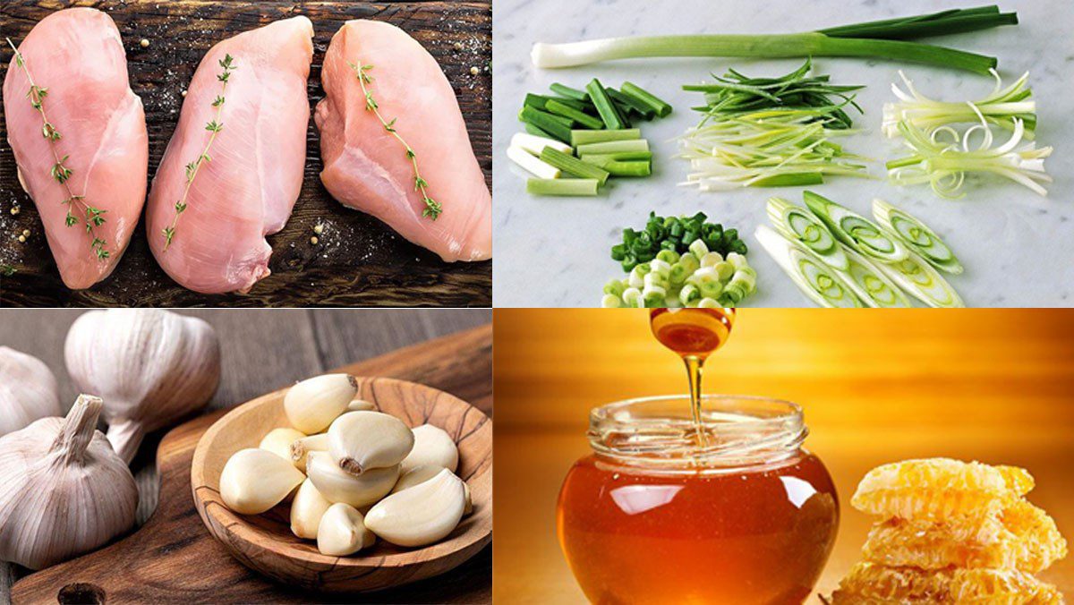 Ingredients for garlic grilled chicken skewers