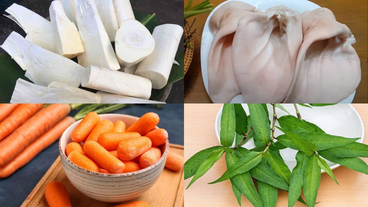 Ingredients for the dish of coconut heart salad