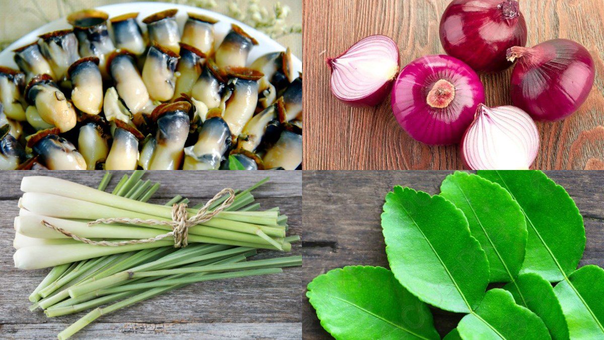 Ingredients for oyster salad dish