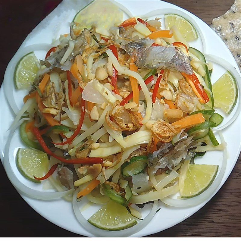 Step 5 Final product Dried bamboo shoot salad with snakehead fish