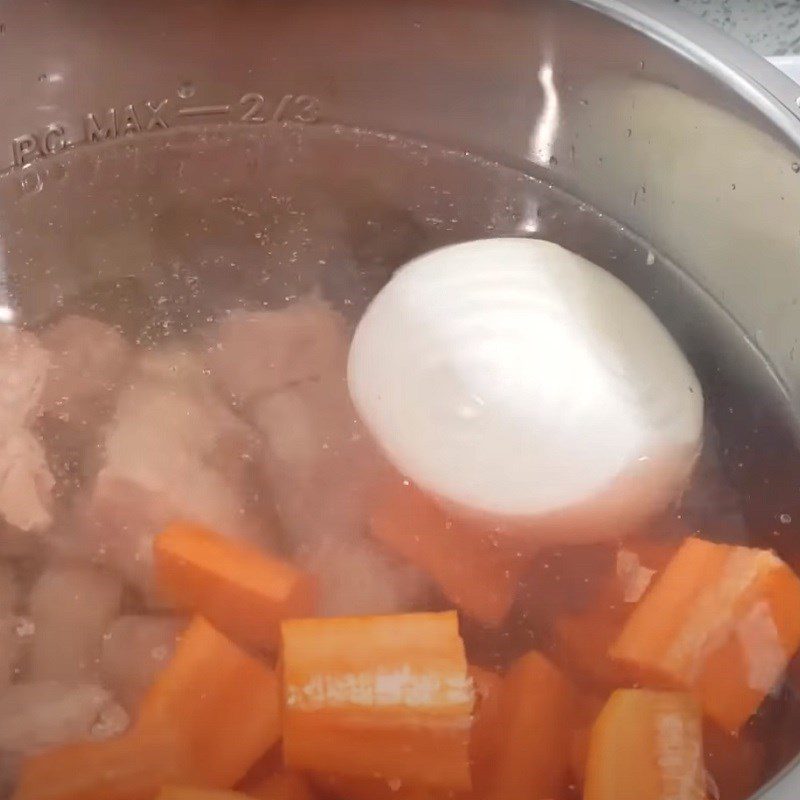 Step 3 Broth Cooking Pork Ribs and Meatballs