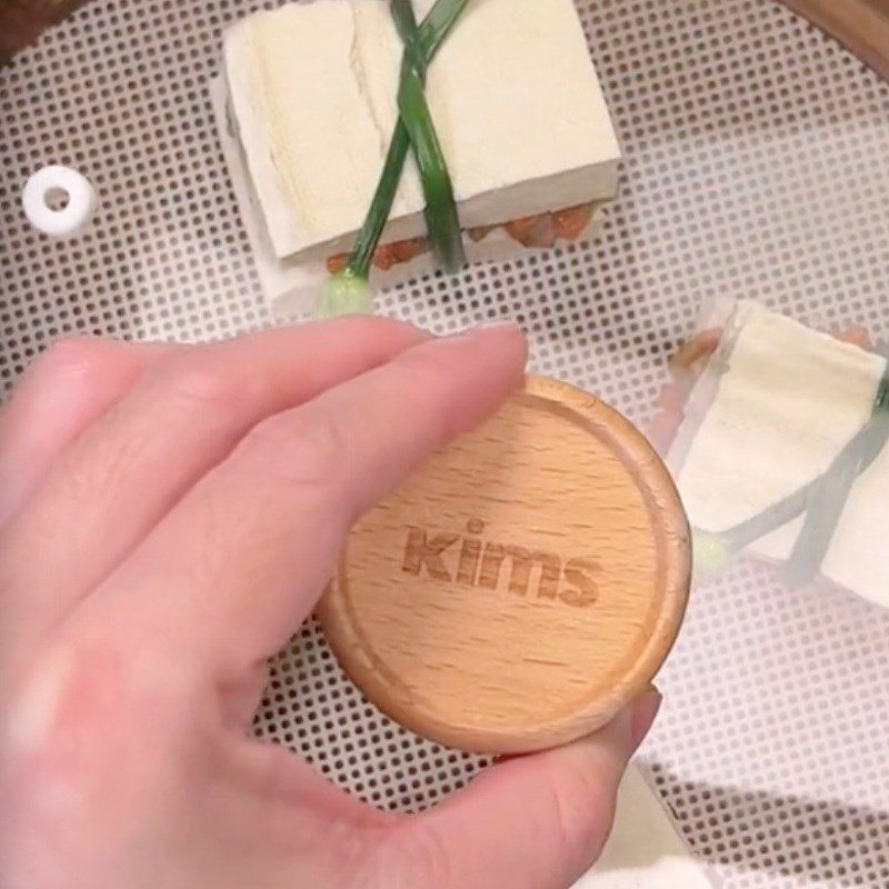 Step 4 Steaming Tofu Steamed Tofu with Mushrooms (Recipe shared by Tiktok Vegetarian Kitchen XANH)