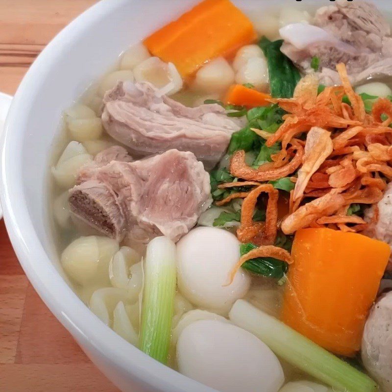 Step 5 Final product Noodle with pork ribs and meatballs