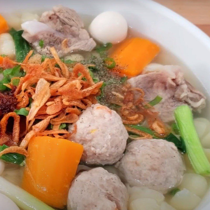 Step 5 Final product Noodle with pork ribs and meatballs