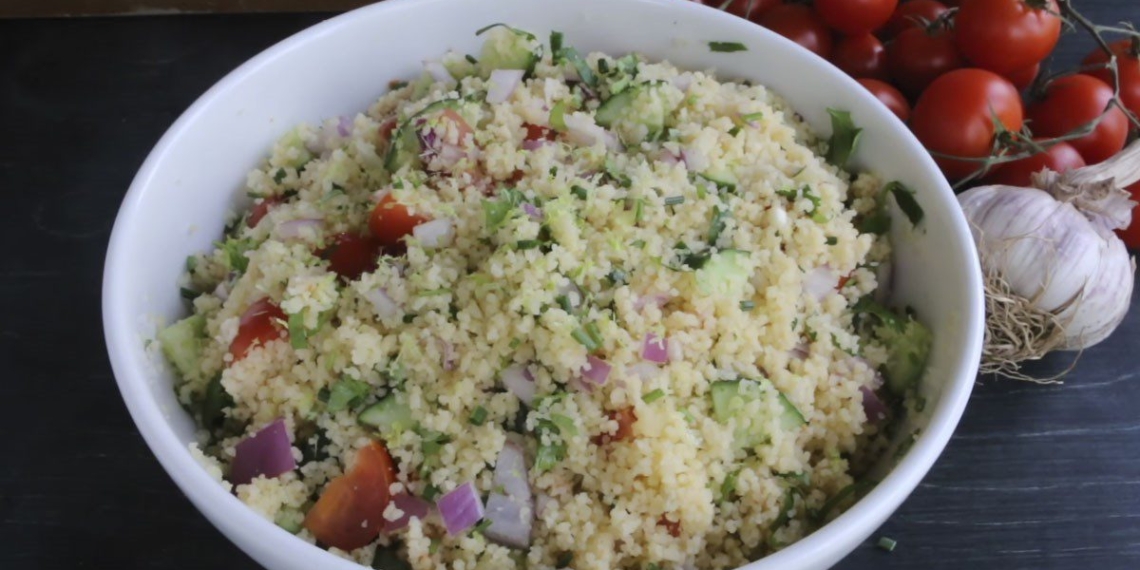 how to make couscous salad with tomato and cucumber delicious and healthy 05515