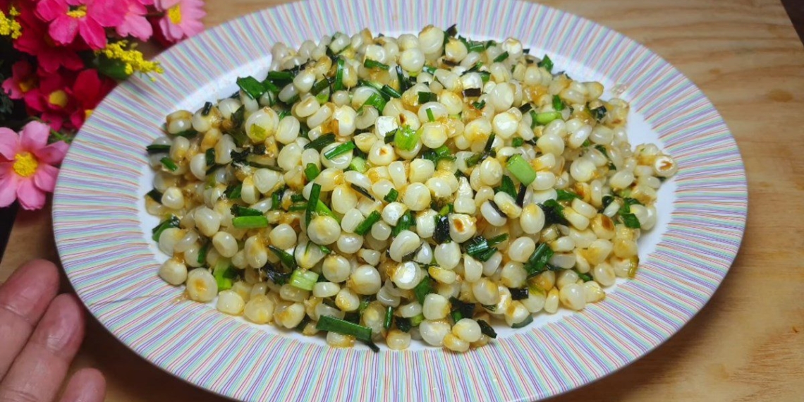 how to make stir fried corn with green onion quick simple snack delicious at 12150