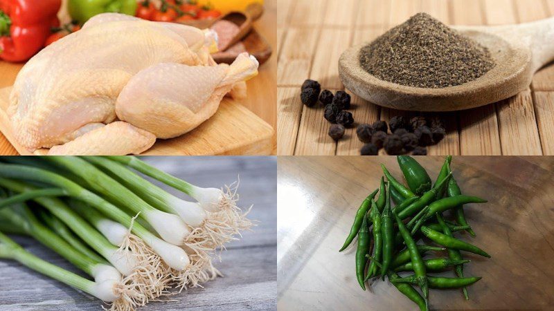 Ingredients for braised chicken with pepper