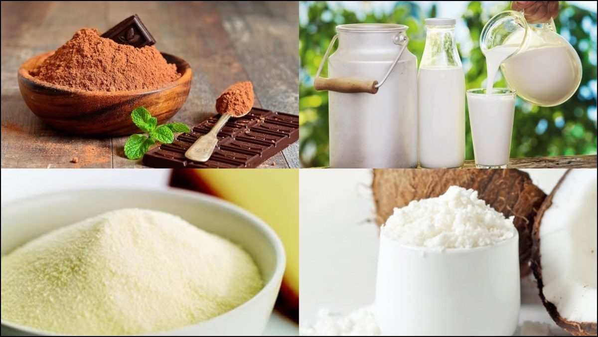 Ingredients for cacao ice cream