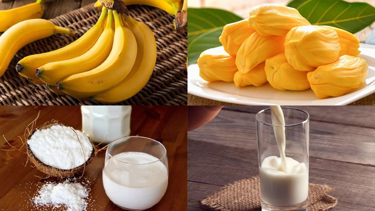 Ingredients for banana jackfruit ice cream