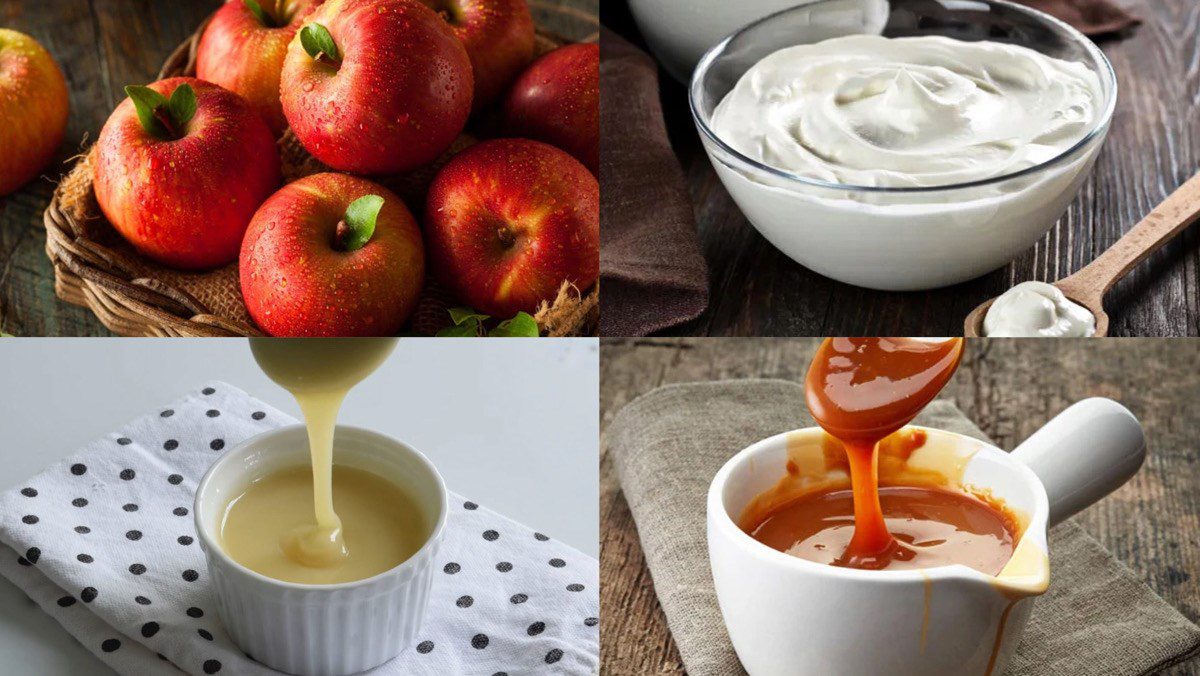 Ingredients for apple caramel ice cream