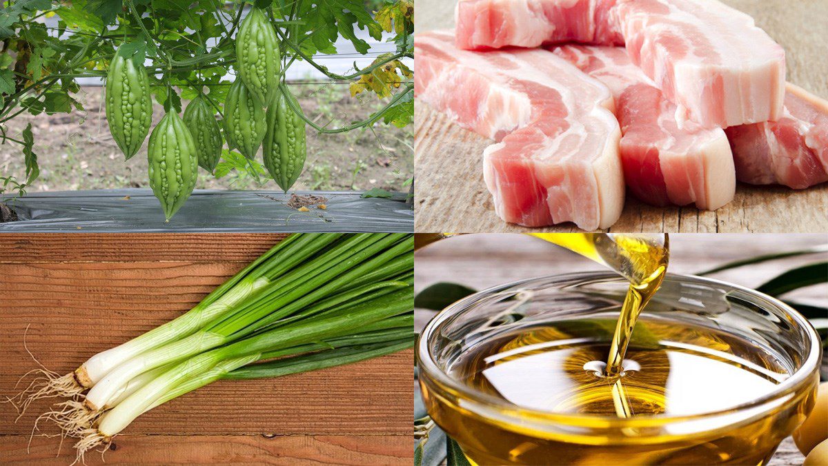 Ingredients for stir-fried bitter melon with pork
