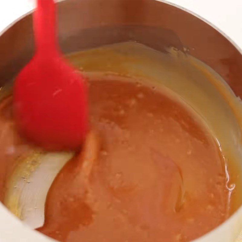 Step 4 Making the caramel layer for cacao pudding (with gelatin)
