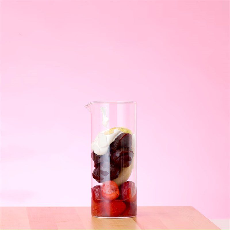 Step 1 Make the red smoothie layer Yogurt Rainbow Smoothie