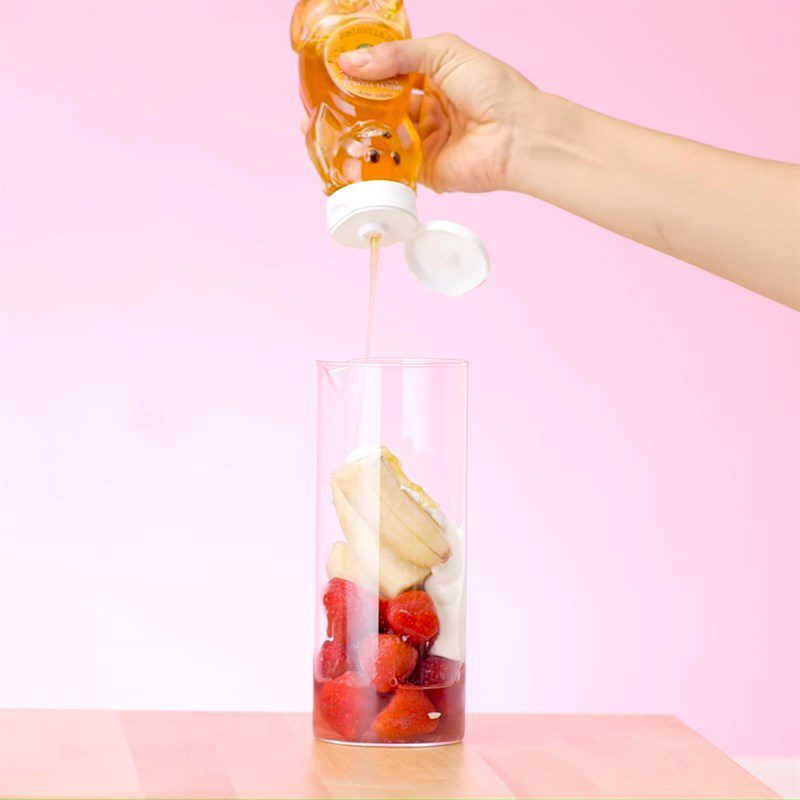 Step 6 Make the pink smoothie layer Rainbow yogurt smoothie