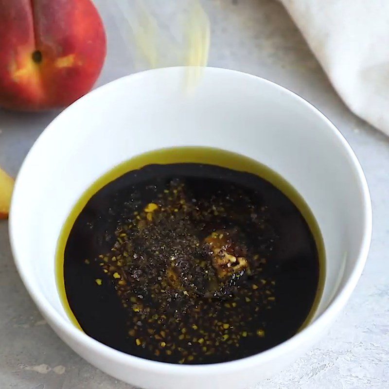 Step 1 Make the dressing for Spinach Peach Salad