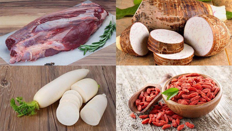 Ingredients for mixed beef hot pot