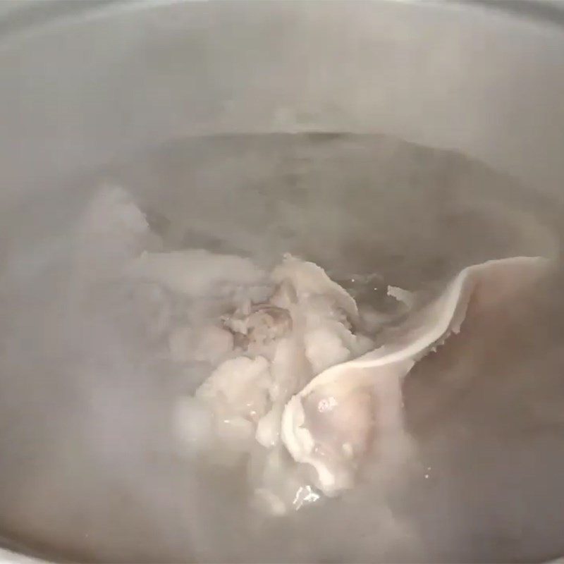 Step 2 Boil and chop pig ears and skin Young jackfruit salad with pig ears
