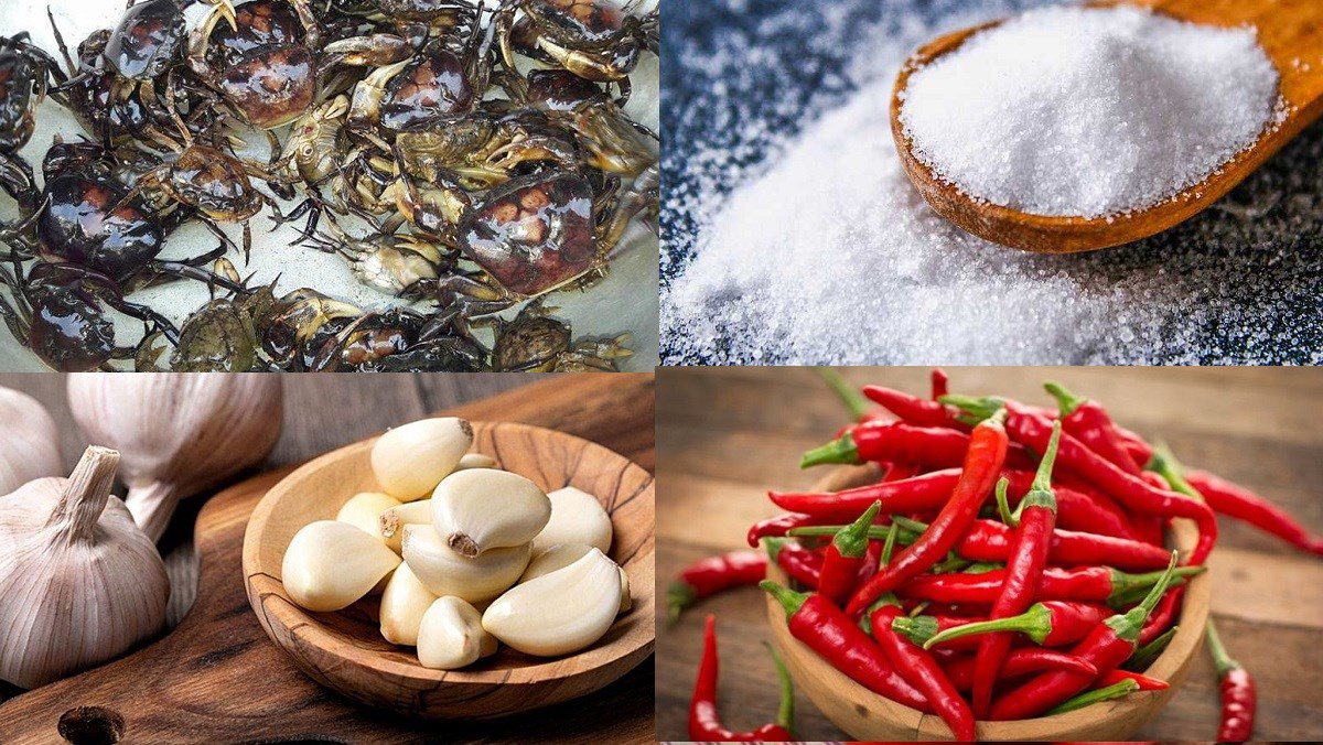 Ingredients for the dish of fermented mud crab