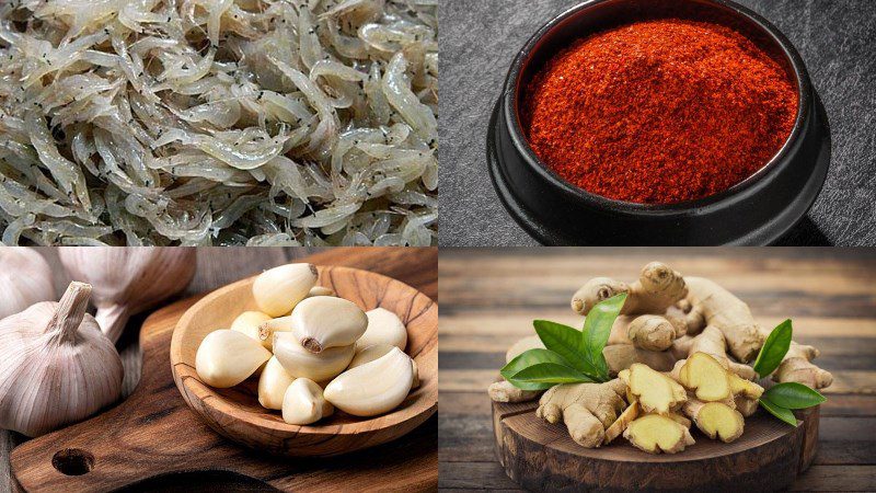 Ingredients for salted shrimp paste dish