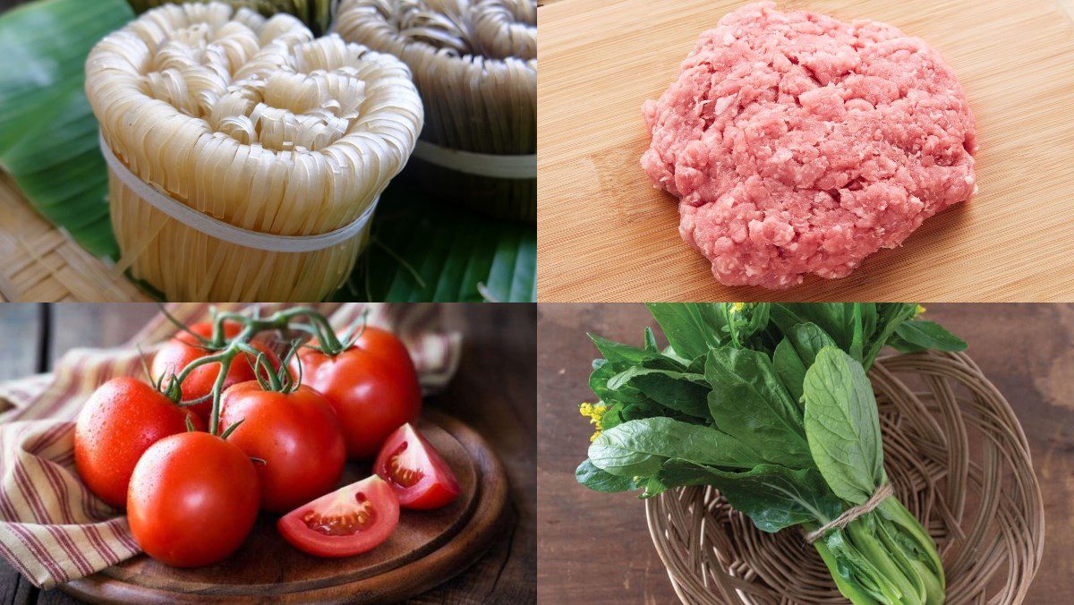Ingredients for the dish 2 ways to cook rice noodles