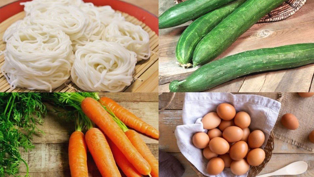 Ingredients for Somen Noodle Vegetable Salad