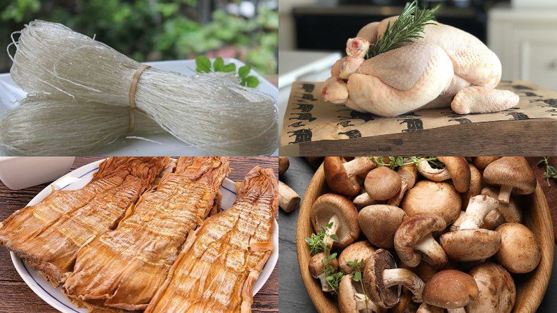 Ingredients for chicken noodle soup