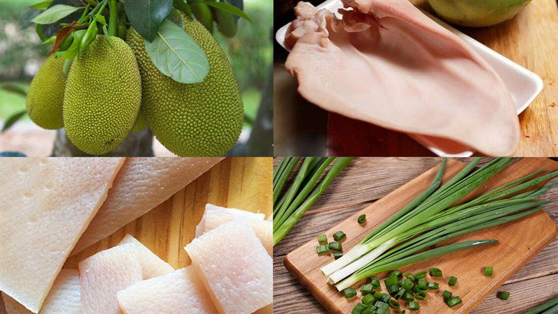 Ingredients for young jackfruit salad with pig ears, jackfruit salad with pork belly