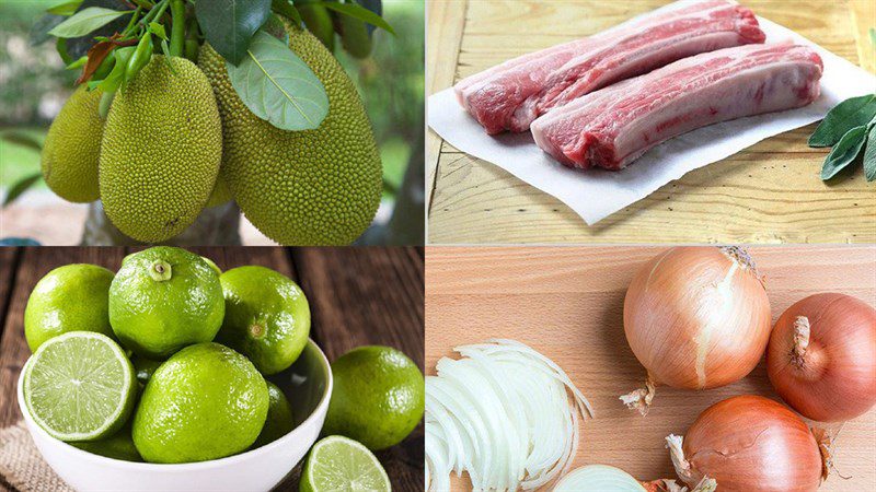 Ingredients for young jackfruit salad with pork belly