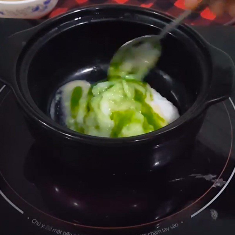 Step 6 Cook the porridge Beef and water spinach porridge