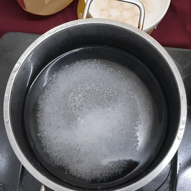 Step 2 Cook pudding for cassava pudding with pandan leaves