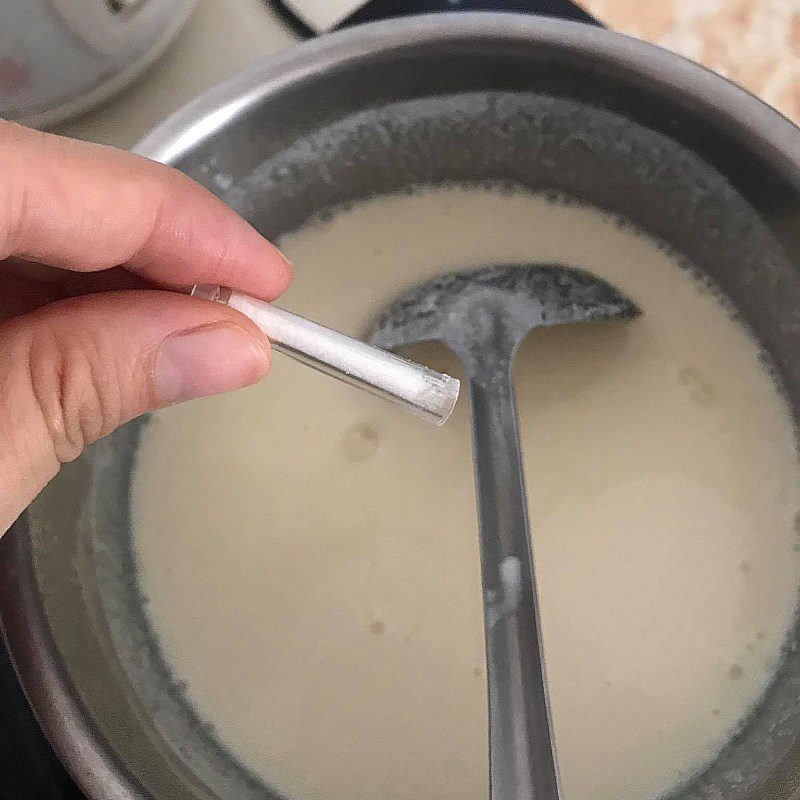 Step 2 Cook the milk mixture for yogurt panna cotta with passion fruit jelly