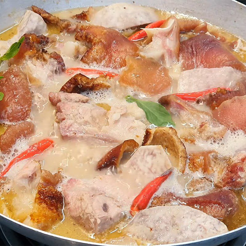 Step 3 Cooking Pork Belly Hot Pot with Taro Pork Belly Hot Pot