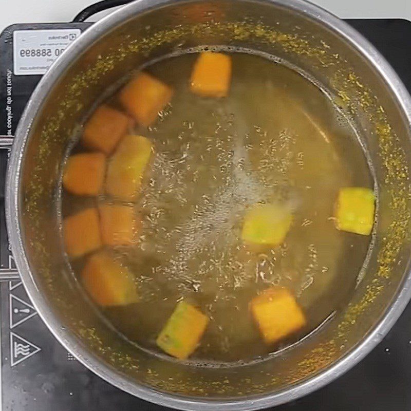 Step 3 Cooking pumpkin coconut milk Thai style Che