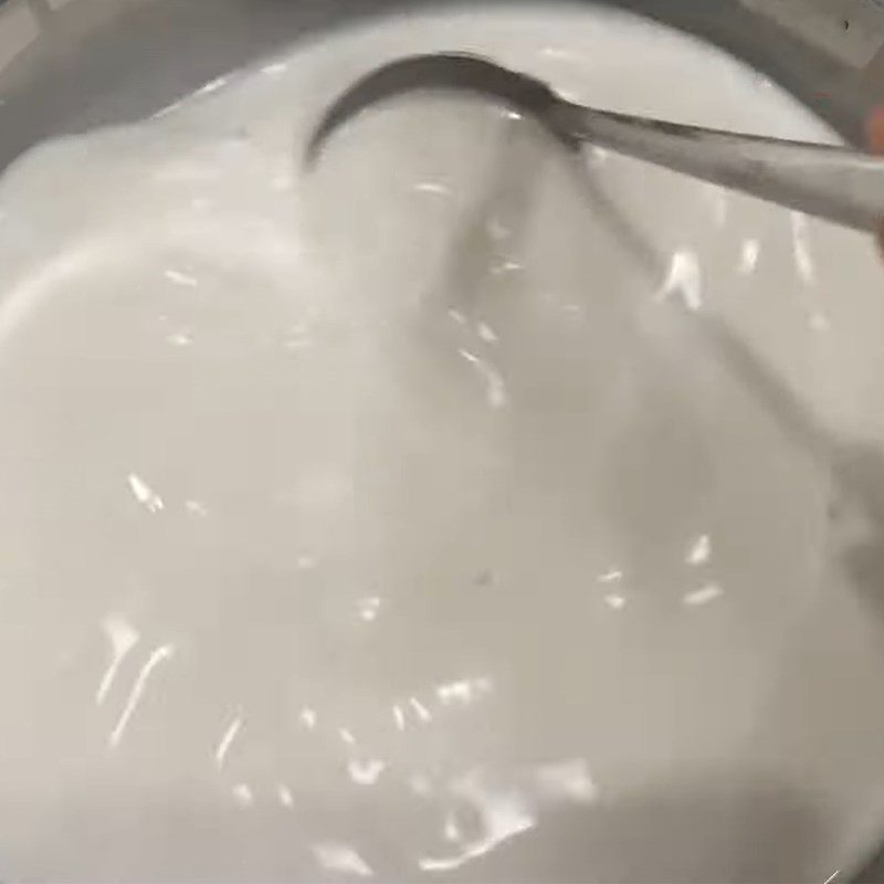 Step 5 Cooking coconut milk for Butterfly Pea Flower Dessert