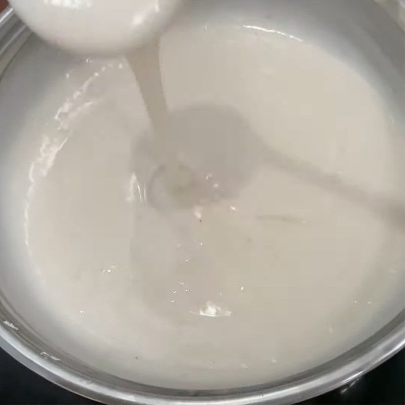 Step 5 Cooking coconut milk for Butterfly Pea Flower Dessert