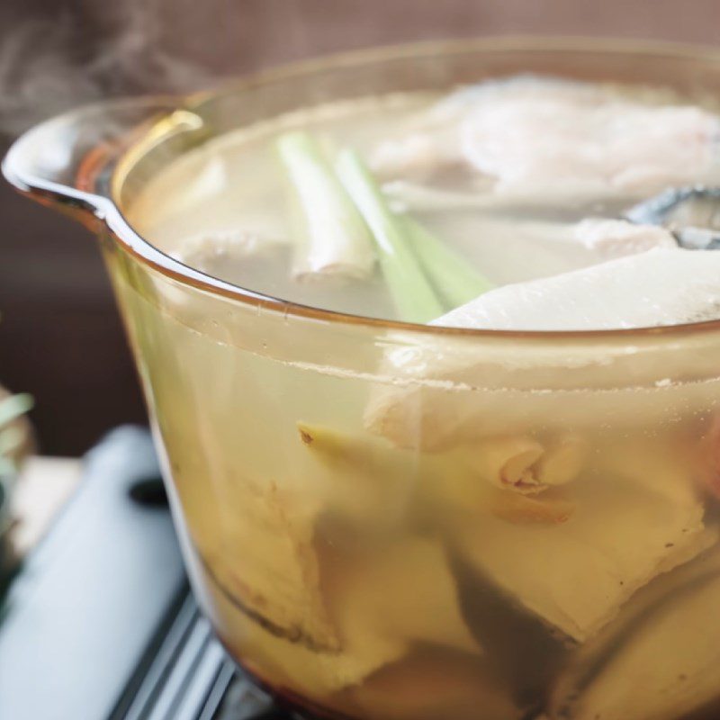 Step 3 Cooking Fish Broth Bún chả cá Nha Trang