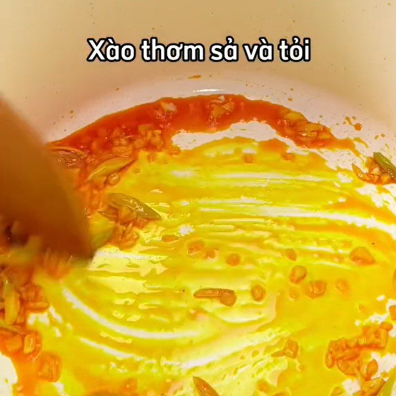 Step 3 Cook the broth for Spicy Clam Noodles (Recipe shared from Tiktok Cooking with TasteVN)