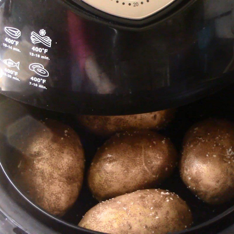 Step 2 Baked Potatoes Baked potatoes with bacon in an air fryer