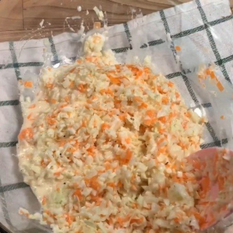 Step 2 Mix salad cabbage salad mixed with mayonnaise and onion