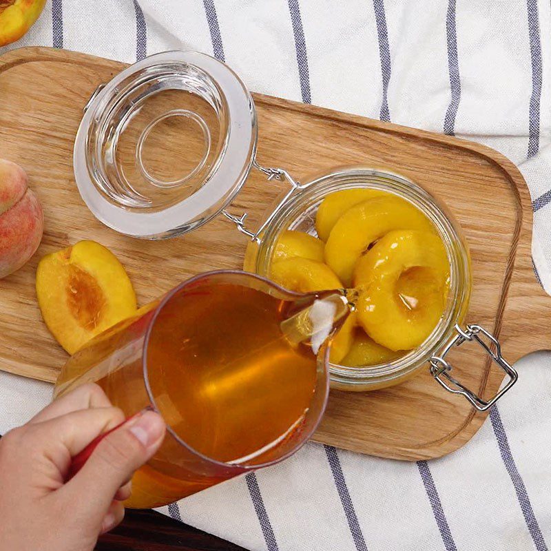 Step 4 Soaking peaches Soaked peaches