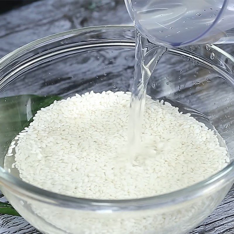 Step 1 Soak and cook the sticky rice for Mango Sticky Rice with Pandan Leaves