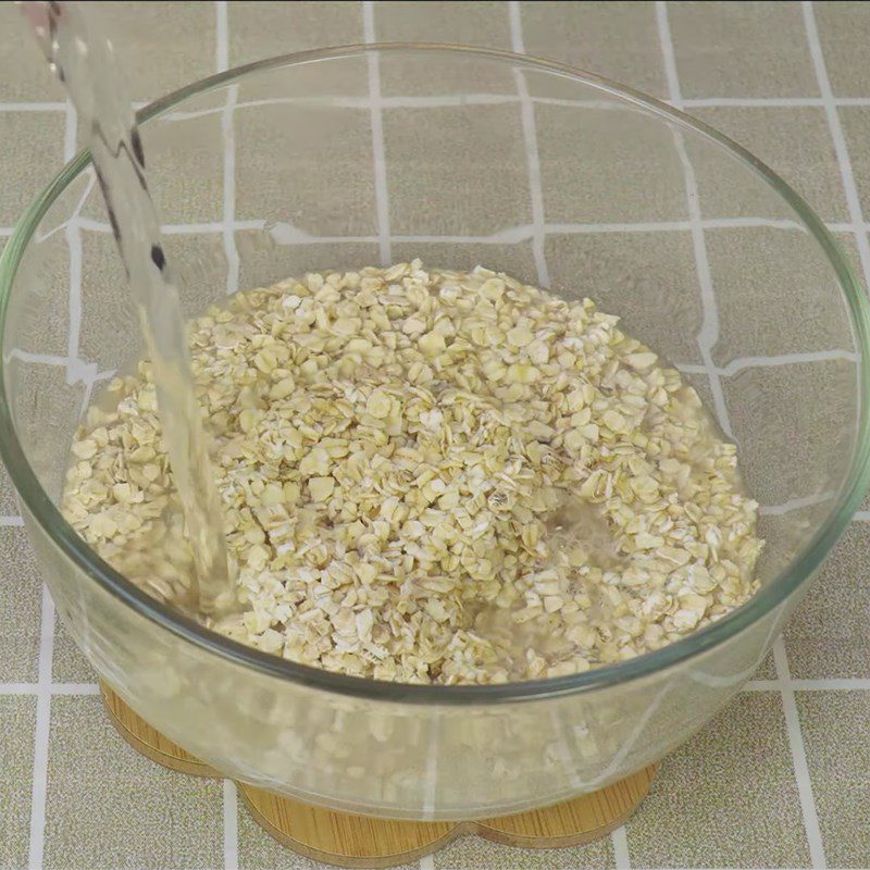 Step 1 Soak oats, strain coconut water Sweet Potato Coconut Oat Milk