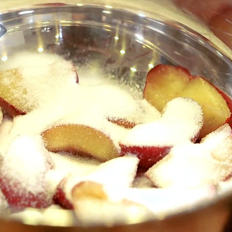 Step 1 Caramelize the plums with sugar for Coconut Plum Panna Cotta