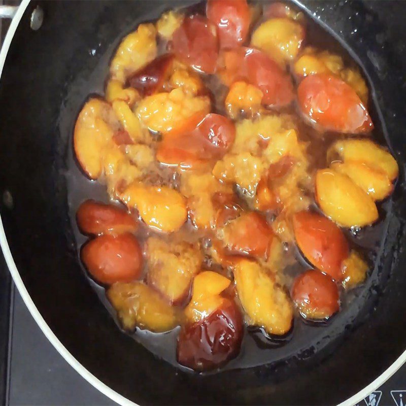 Step 1 Soak plums with sugar Panna cotta plums