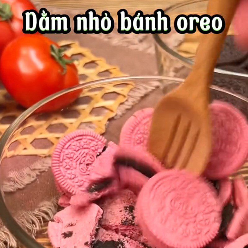 Step 1 Crush the cookies How to make Oreo ice cream (Recipe shared from TikTok Cooking with TasteVN)