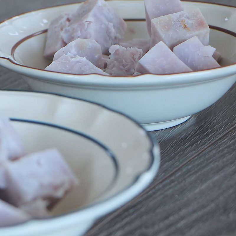 Step 2 Making mashed taro Taro milk tea with pearls